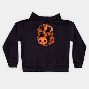 Pumpkins and black cats! Kids Hoodie